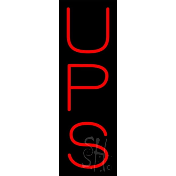 UPS Vertical LED Neon Sign 24 x 8 - inches, Black Square Cut Acrylic Backing, with Dimmer - Bright and Premium built indoor LED Neon Sign for Store interior and stroefront