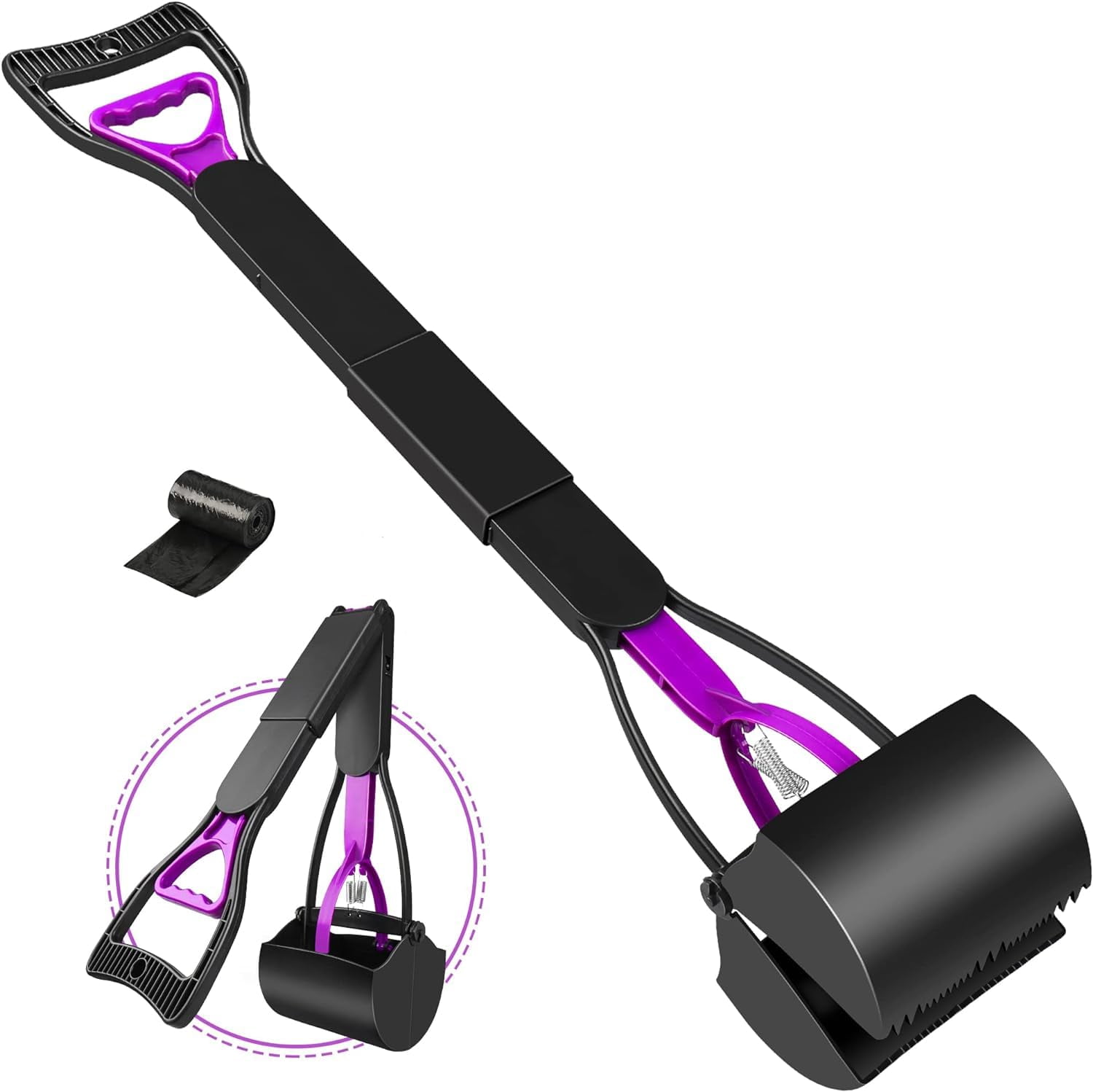 UPSKY 32'' Black and Purple Long Handle Pooper Scooper