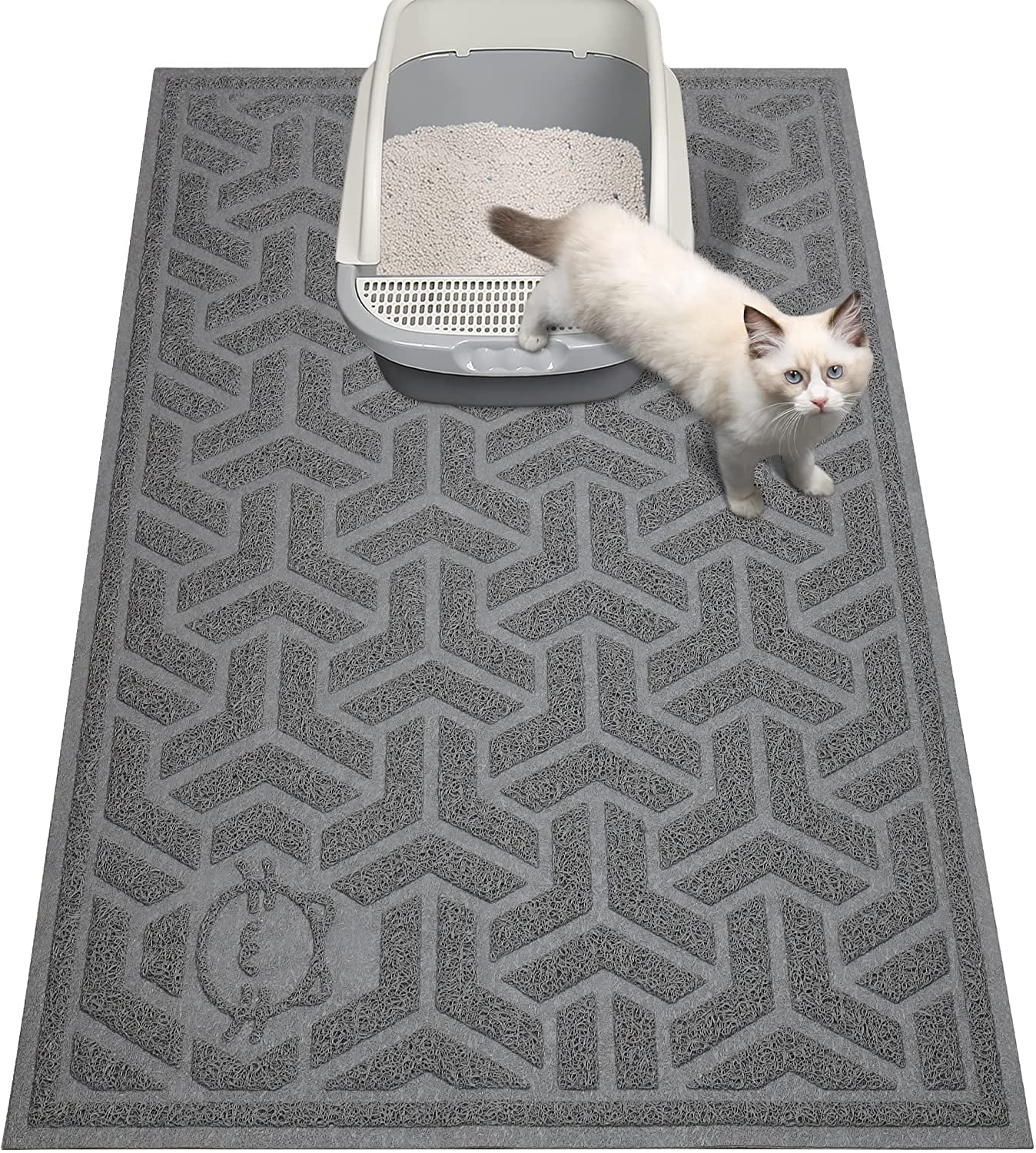 Good Night Tiger Water Resistant & Nonslip Cat Litter Box Mat