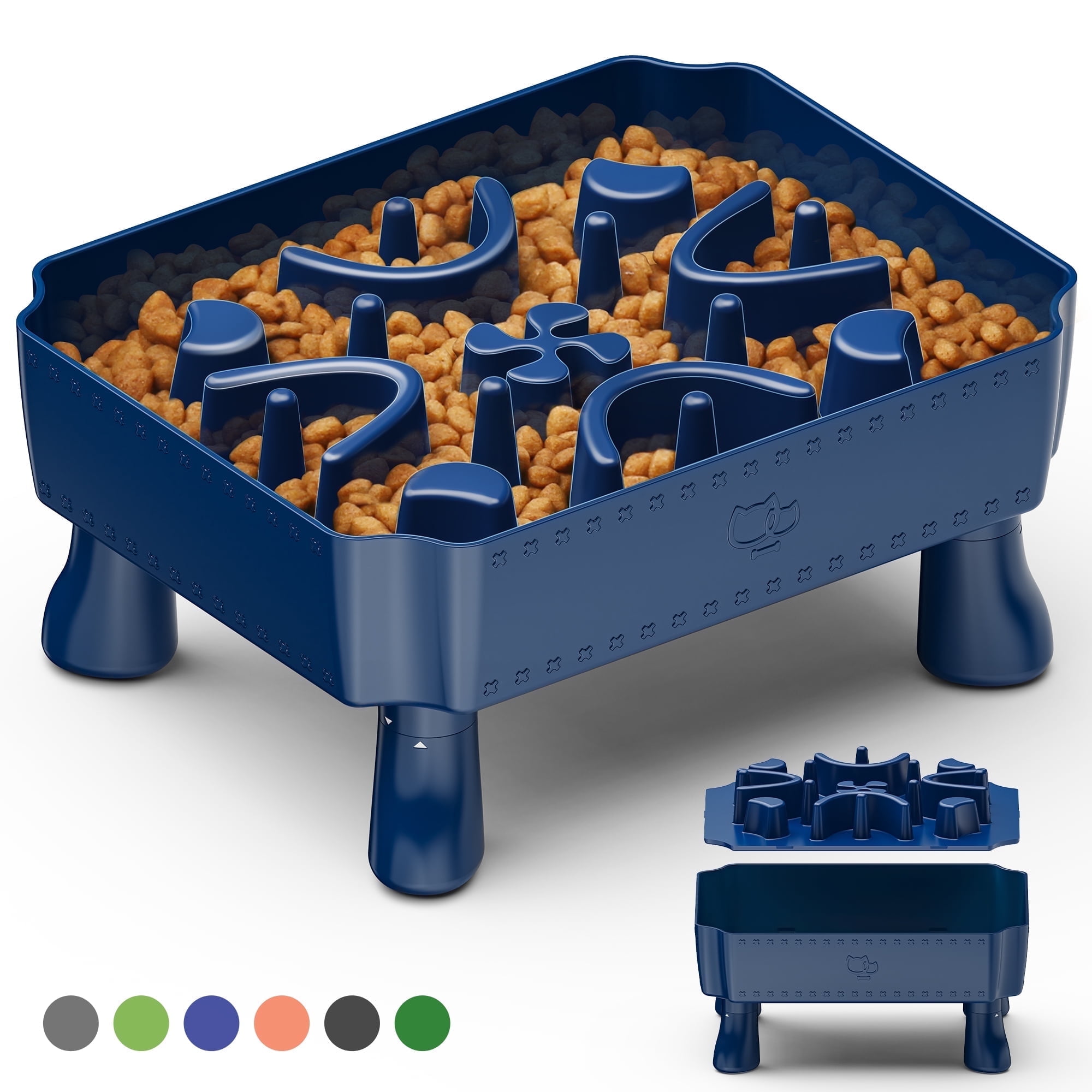 UPSKY Slow Feeder Dog Bowls,2 in 1 Dog Puzzle Slow Feeder for Large Breed, Maze Elevated Dog Food Bowl Anti-Choking Interactive Dog Feeding Bowls Slow Down Eating for Boredom & Anxiety Blue