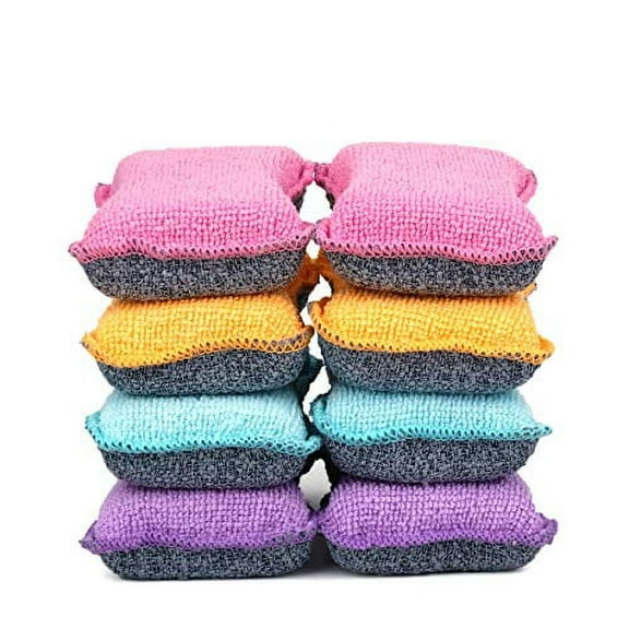 UPSTAR Dish Sponges Kitchen, Microfiber Cleaning Scrubber for Dishwashing, Sink, Basin and Multi-Pupose, Non-Scratch, Size.S Pack of 8