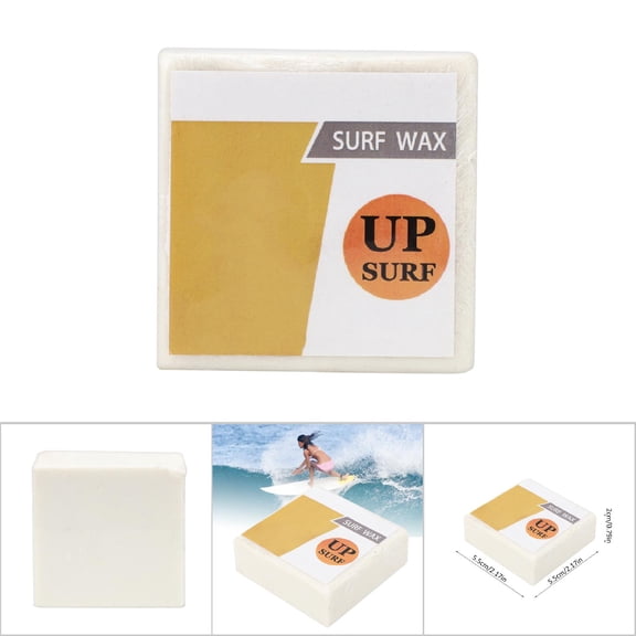 UPSURF Square Surfboard Base Wax, Anti-Slip Paraffin Traction Pad for Surfing, Transparent Milk White, 2.17x2.17x0.79 Inch