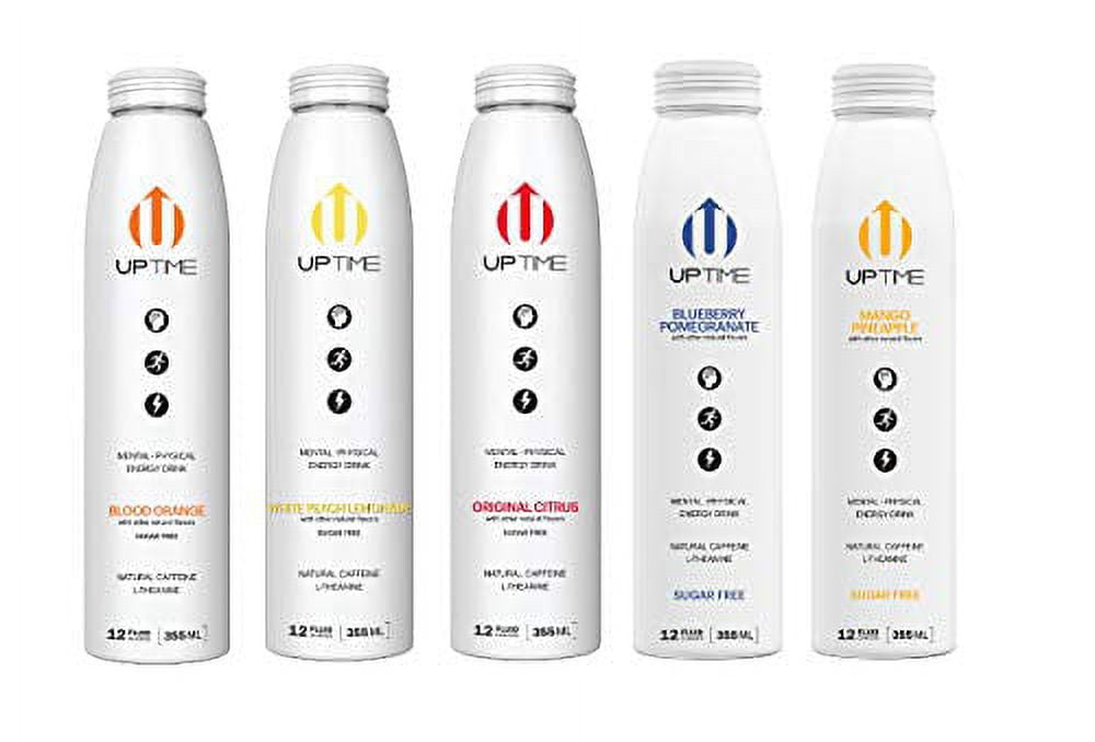 UPTIME Premium Natural Caffeine, Sparkling Energy Drink, MutliFlavor