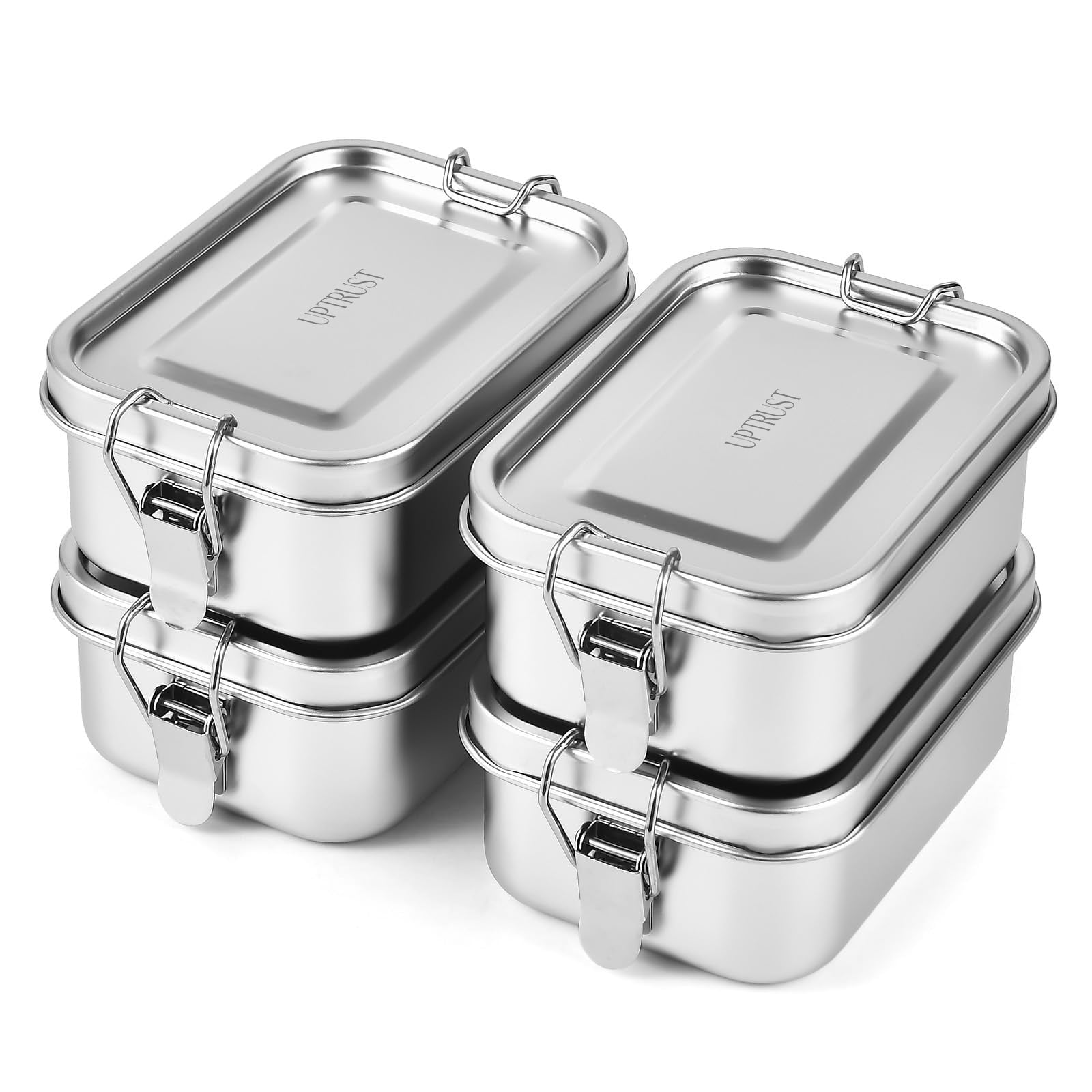 UPTRUST  4 PCS Stainless Steel Bento Box 550ml, Metal Lunch Box Food Containers, Steel Lunch Container for Home, Work, Camping