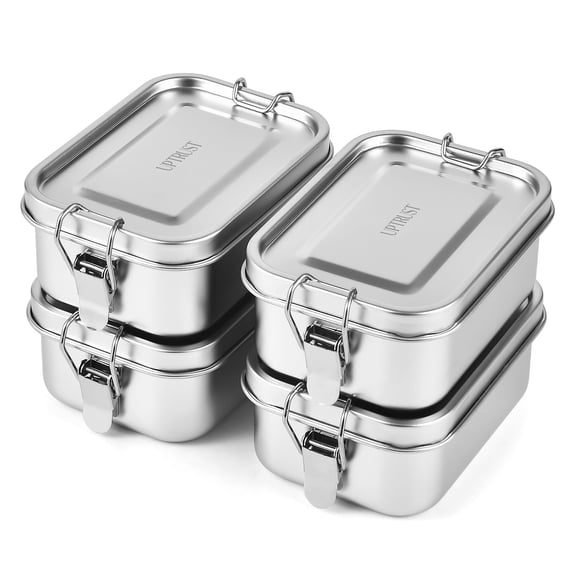 UPTRUST 4 PCS Stainless Steel Bento Box 550ml, Metal Lunch Box Food Containers, Steel Lunch Container for Home, Work, Camping