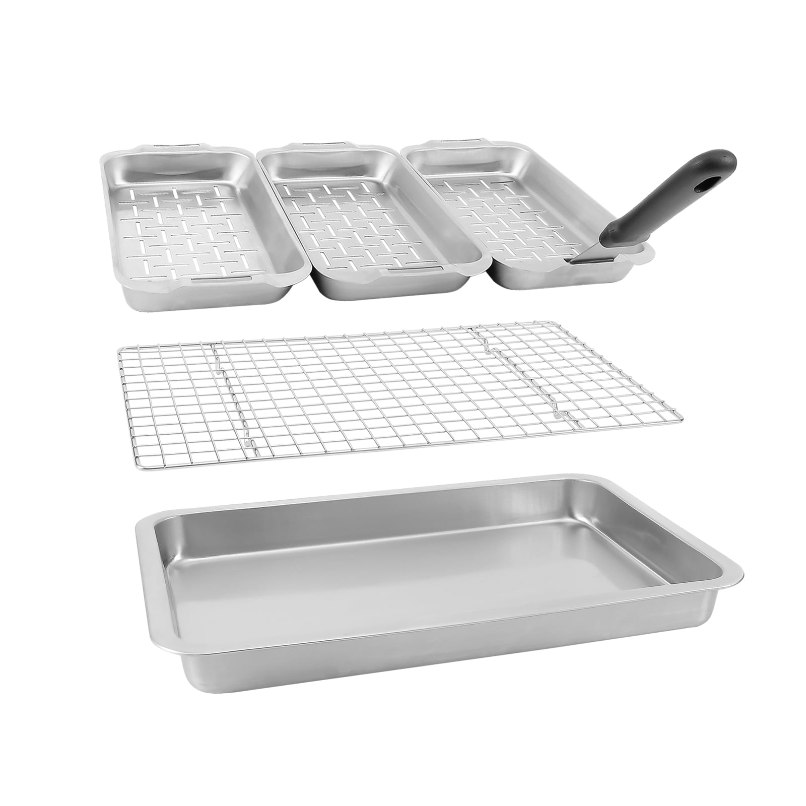 "UPTRUST 6Piece Stainless Steel BBQ Grill Basket & Tray Set, 16.5"" x