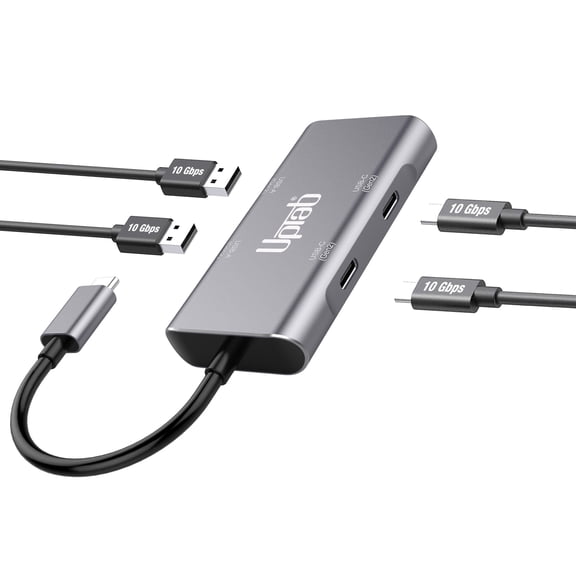 UPTab 4-Port USB-C Hub (10Gbps) with Dual USB-C and Dual USB-A Ports