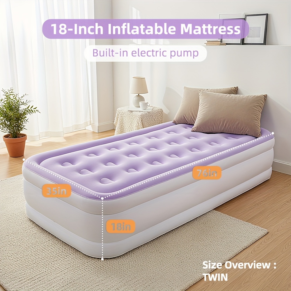UPWLL Outdoor 18-inch Inflatable Mattress Queen Size - Built-in Air ...