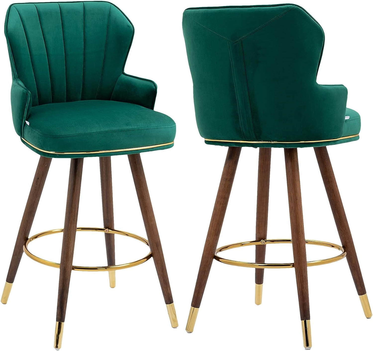 UPYOOE Barstools, Kitchen Stool Set of 2 28 inch Velvet Upholstered 360