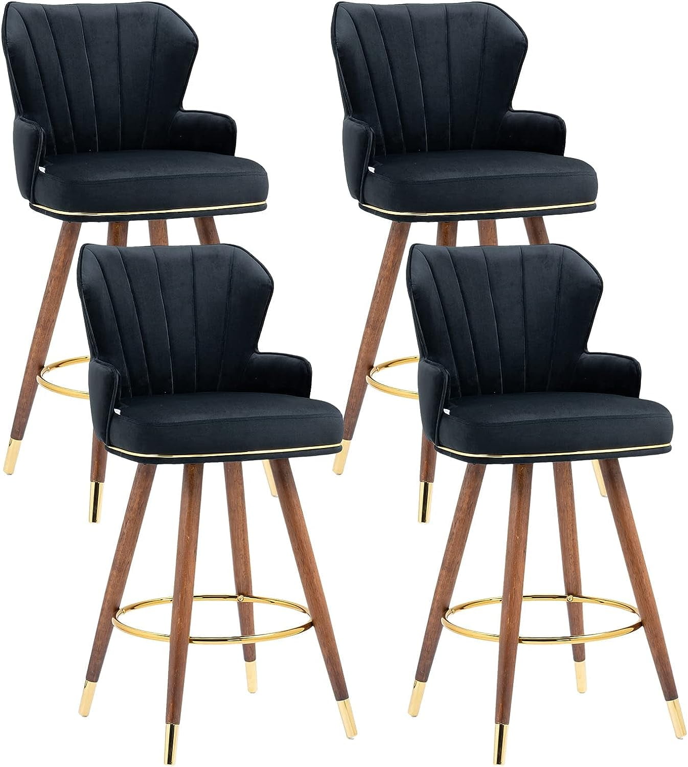 UPYOOE Black Bar Stools Set of 4, Bar Stool with Back Set of 4 28 inch