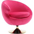 thumbnail image 1 of UPYOOE Modern Round Swivel Chair, Hot Pink Velvet Accent Chair, 360 Swivel Cuddle Barrel Chair, Gold Base, Upholstered Vanity Chair for Living Room, Bedroom, Hotel, Studio, Bar, Salon, Left Hot Pink, 1 of 18