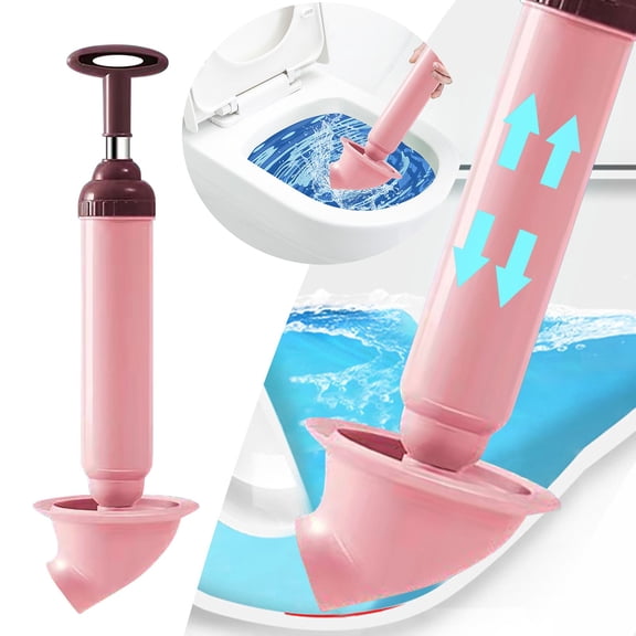 UPgraded Toilet Plunger Drain Unclogging Tool Heavy Duty Purpose Air Plungers for Bathroom Floor Shower Kitchen, 38 cm, Pink
