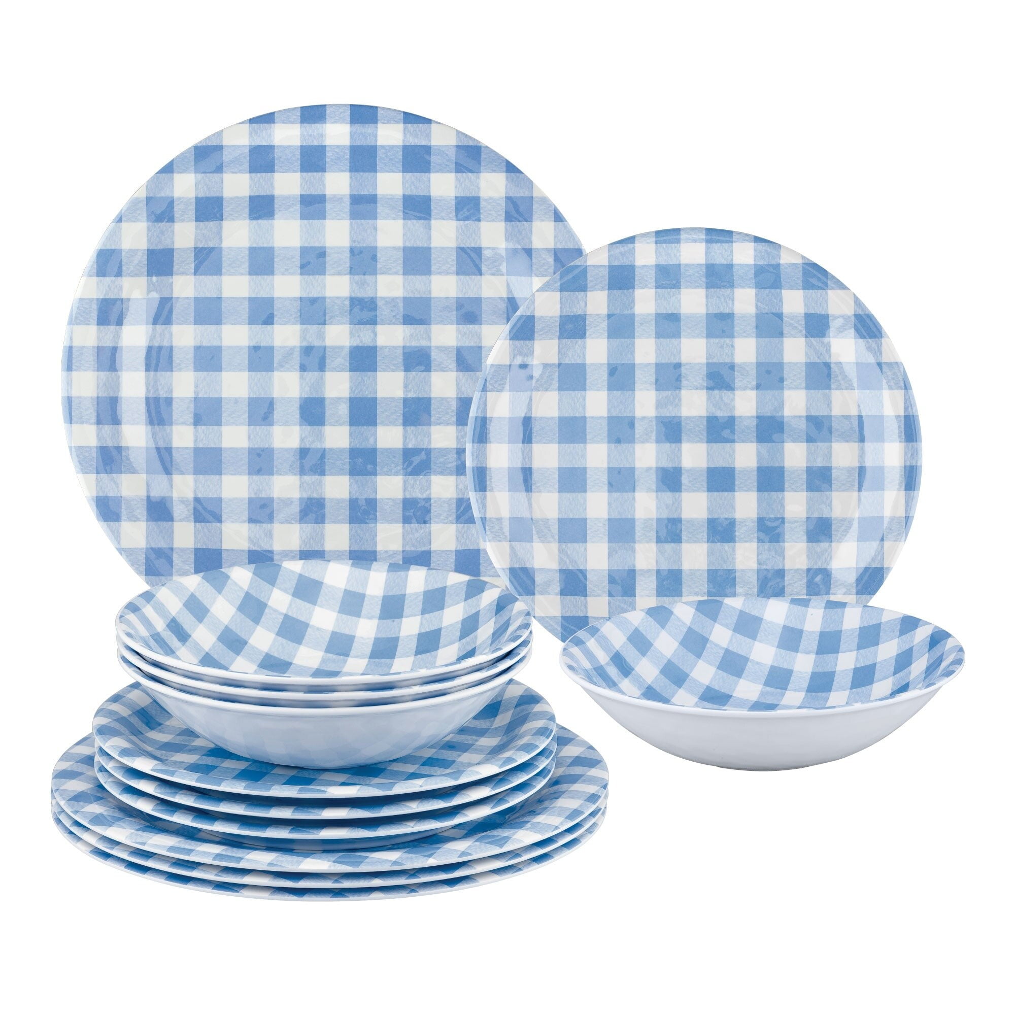 Gingham top melamine plates