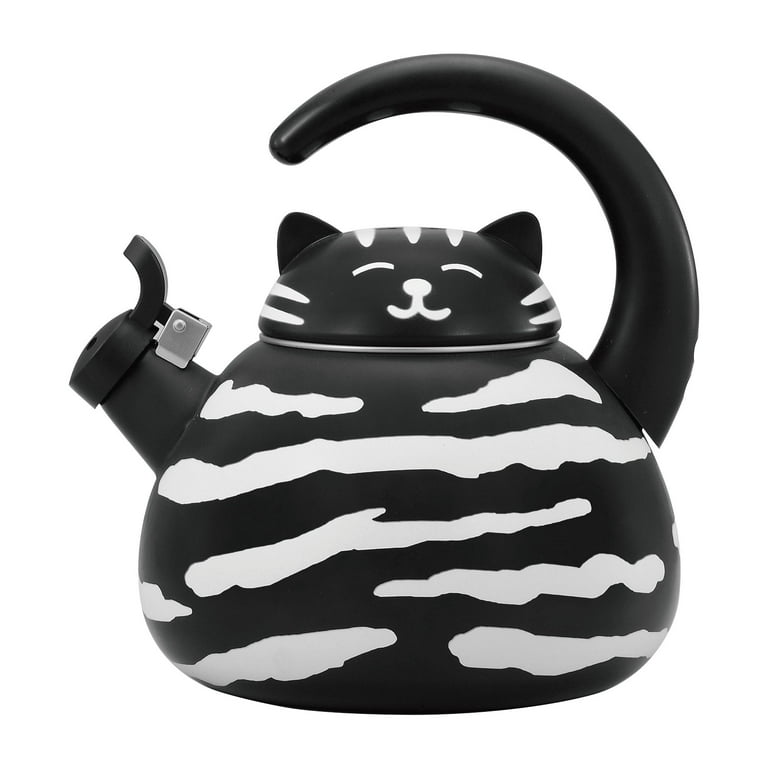 UPware 2.1 Quart Enamel-on-Steel Whistling Tea Kettle (Black Cat) 