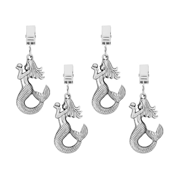 UPware 4-Piece Zinc Alloy Tablecloth Weights with Metal Table Clip (Mermaid)
