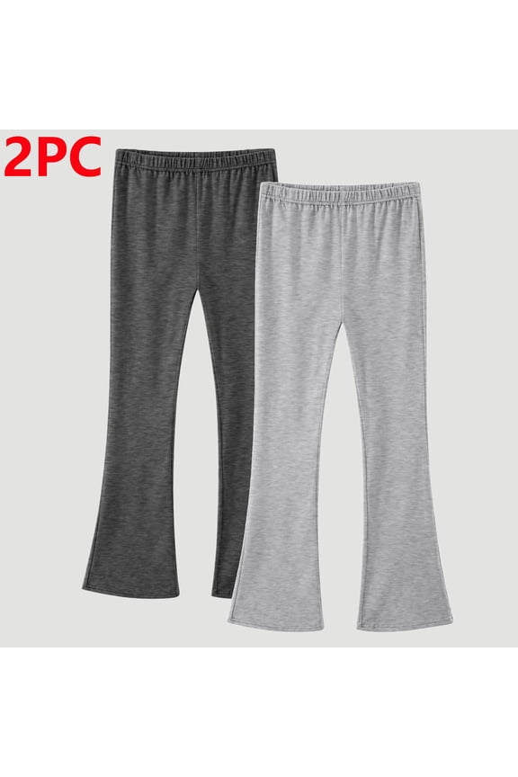 2 Pack Girls Flare Leggings Kids Bell Bottom Yoga Pants Stretchy Soft Cotton Pants Fall Winter Casual Elastic Waist Tights Pants 3-14 Years