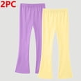 thumbnail image 1 of UQJfacai 2 Pack Girls Flare Leggings Kids Bell Bottom Yoga Pants Stretchy Soft Cotton Pants Fall Winter Casual Elastic Waist Tights Pants 3-14 Years, 1 of 8