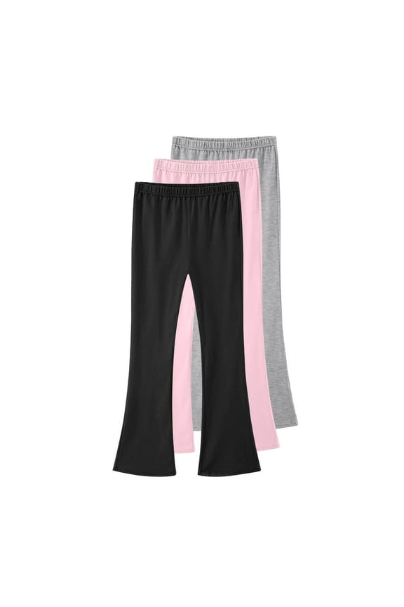 3 Pcs Girls Flare Leggings Kids Elastic High Waisted Bell Bottom Yoga Pants Fall Winter Casual Cotton Tights Pants 3-15 Years