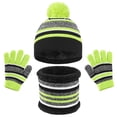 thumbnail image 1 of UQJfacai 3 Pieces Boys Girls Winter Beanie Hat Scarf Gloves Set Thick Knitted Warm Toddler Pom Pom Winter Hat with Mittens Neck Warmer Fleece Lined Set for Kids 4-10 Years, 1 of 4