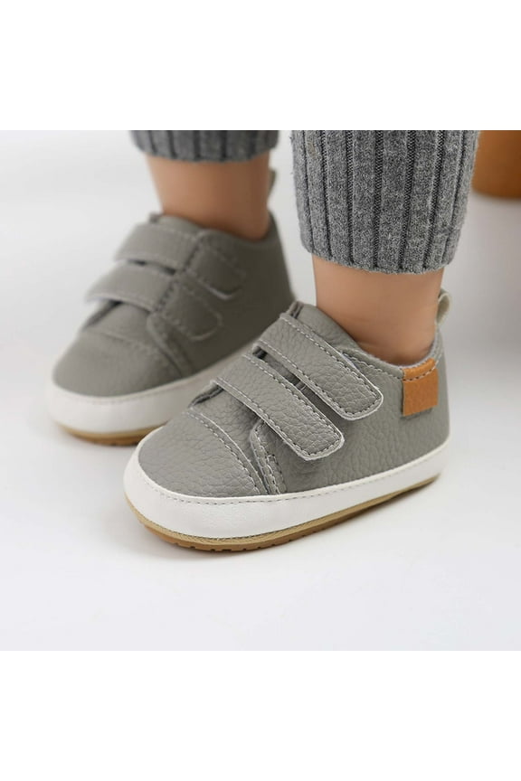 Baby Boys Girls Shoes Non-Slip Rubber Sole High-Top Faux Leather Sneakers Infant First Walking Shoes Toddler Crib Shoes Newborn Loafers Flats