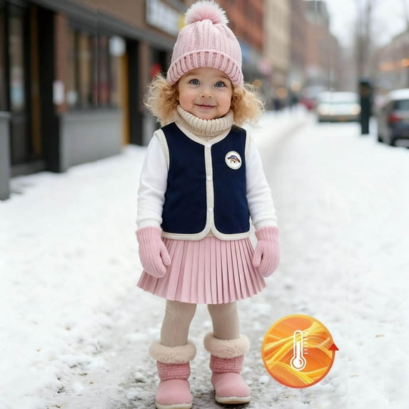 UQJfacai Baby Girl Sweater Vest Toddler Kids Fleece Jacket Knitted Soft Uniform Fall Winter V-Neck Sleveeless Waistcoat 0-6 Years