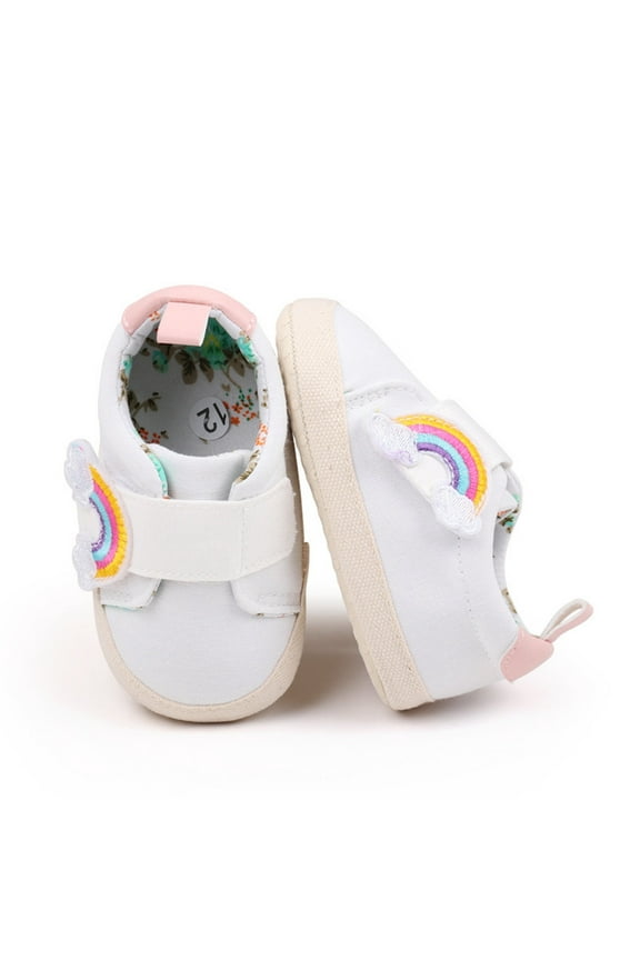 Baby Toddler Boys Girls Shoes Rainbow Non-Slip Rubber Sole Sneakers Infant First Walking Shoes Newborn Loafers Flats