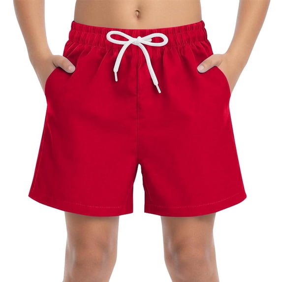 UQJfacai Boys Athletic Running Shorts Kids Summer Casual Wide Leg Drawstring Elastic Waist Soccer Shorts with Pockets 4-15 Years