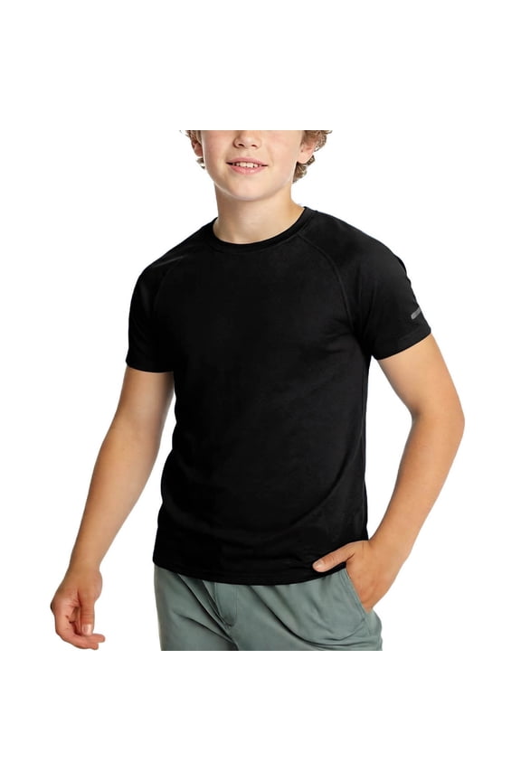 Boys Athletic Shirts Kids Quick Dry Moisture Wicking Tee Tops Short Sleeve Active Performance T-Shirts 3-14 Years