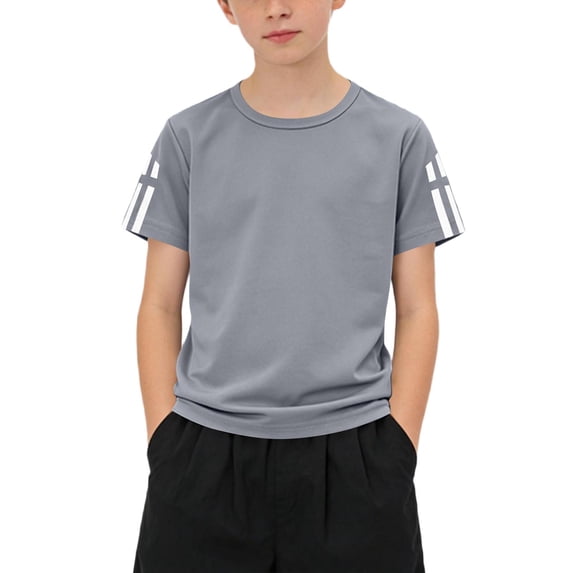 UQJfacai Boys Athletic Short Sleeve T Shirts Kids Crewneck Quick Dry Performance Tops Color Block Sports Tees 3-14 Years