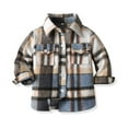 thumbnail image 1 of UQJfacai Boys Button Down Shirt Kids Trendy Plaid Long Sleeve Shirts Fall Winter Casual Shacket Jacket with Pockets 3-11 Years, 1 of 3
