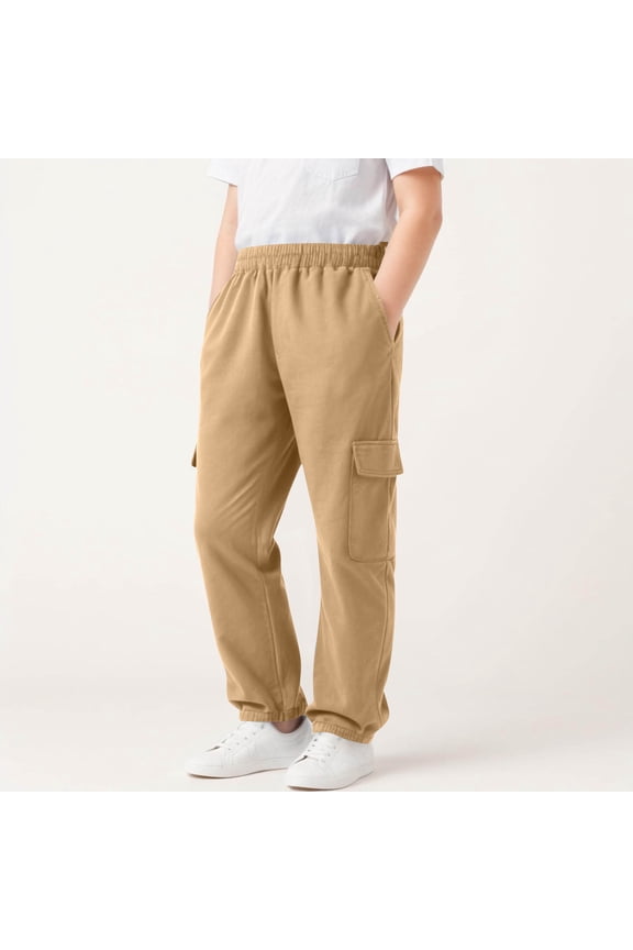 Boys Cargo Sweatpants Kids Fleece Wide Leg Baggy Joggers Elastic Waist Athletic Sweat Track Pants with Pockets 5-14 Years