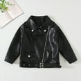 thumbnail image 1 of UQJfacai Boys Collared Motorcycle Faux Leather Coats Kids Zip Up Bomber Jacket Long Sleeve Casual Outerwear with Pockets 2-14 Years, 1 of 7