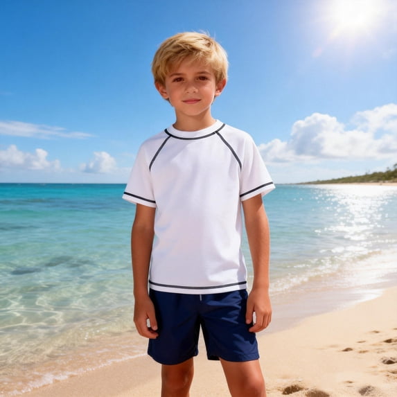 UQJfacai Boys Quick Dry Athletic T Shirts UPF 50+ Performance Cooling Shirt Kids Color Block Short Sleeve Rash Guard 4-12 Years