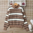 thumbnail image 1 of UQJfacai Boys Full Zip Mock Neck Cardigan Sweater Kids Striped Classic Fit Soft Lightweight Knit Sweaters Soft Casual Outerwear 5-14 Years, 1 of 9