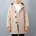 thumbnail image 1 of UQJfacai Boys Girls Pea Coats Kids Wool Blend Hooded Trench Coat Fall Jackets Winter Single Breasted Overcoat with Pockets 2-10 Years, 1 of 9