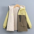 thumbnail image 1 of UQJfacai Boys Girls Rain Jacket Lightweight Waterproof Zip Up Fleece lined Raincoat Kids Trendy Fall Winter Color Block Hooded Windbreaker with Pockets 4-15 Years, 1 of 8