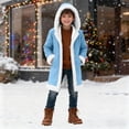 thumbnail image 1 of UQJfacai Boys Long Fleece Jacket Sherpa Lined Puffy Coats Hooded Winter Jackets Open Front Cardigan Outerwear with Pockets 5-14 Years, 1 of 7