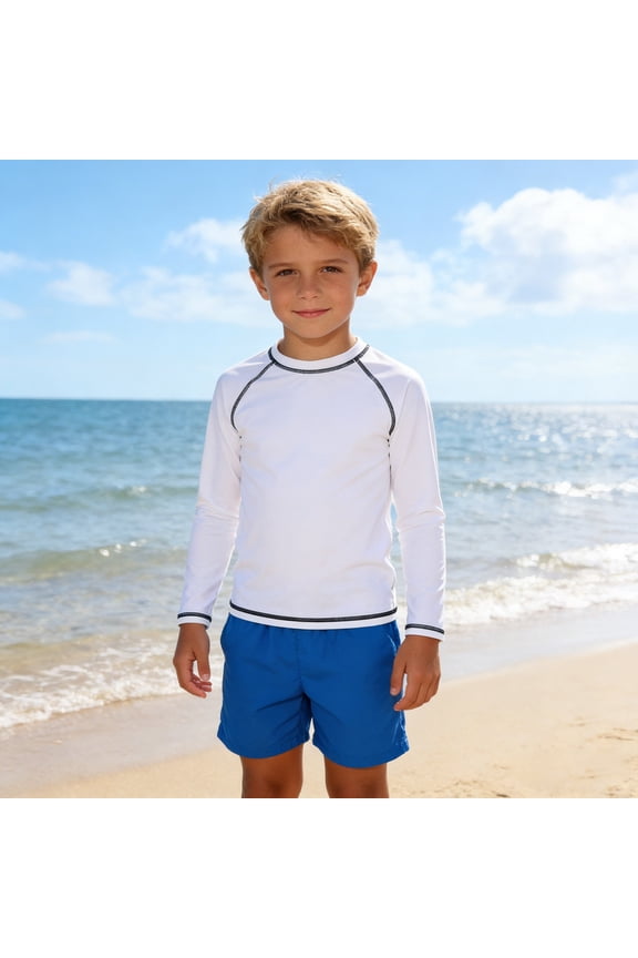 Boys Rash Guard Long Sleeve Quick Dry UPF 50+ UV Swim Shirt Surf Fishing Sun Protection Water Shirts for Kids 4-12 Years