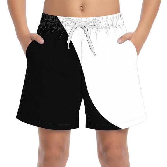 UQJfacai Boys Swim Trunks Color Block UPF 50+ Quick Dry Swim Shorts with Pockets Beachwear Bathing Suits Swimsuit for Kid 4-15 Years