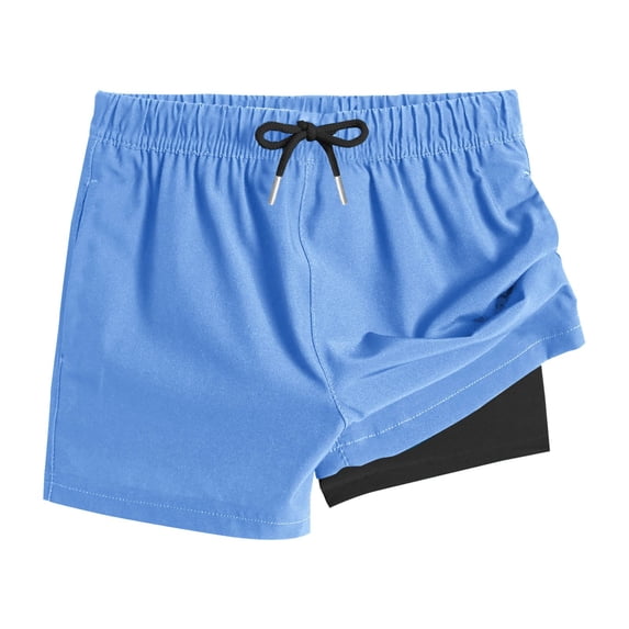 UQJfacai Boys Swim Trunks with Compression Liner Comfortable Swimming Shorts Stretchy UPF Quick Dry Shorts with Pockets 4-15 Years