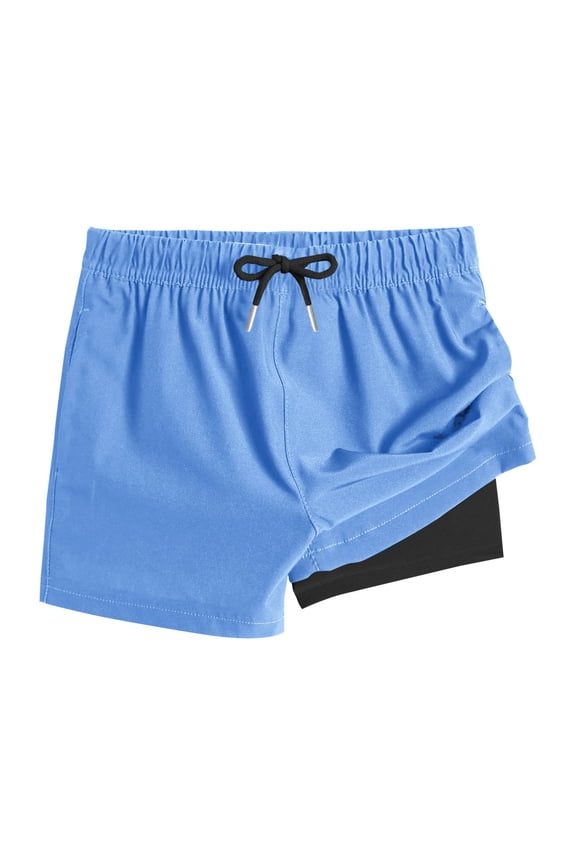 Boys Swim Trunks with Compression Liner Comfortable Swimming Shorts Stretchy UPF Quick Dry Shorts with Pockets 4-15 Years
