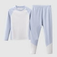 thumbnail image 1 of UQJfacai Boys Thermal Underwear Sets Color Block Raglan Crewneck Long Sleeve Top Bottoms Warm Winter Fleece Lined Two Piece Outfits 2-17 Years, 1 of 3