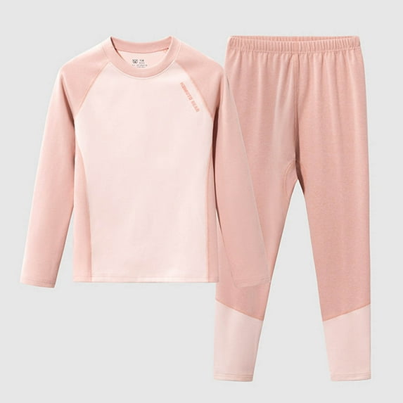 UQJfacai Boys Thermal Underwear Sets Color Block Raglan Crewneck Long Sleeve Top Bottoms Warm Winter Fleece Lined Two Piece Outfits 2-17 Years
