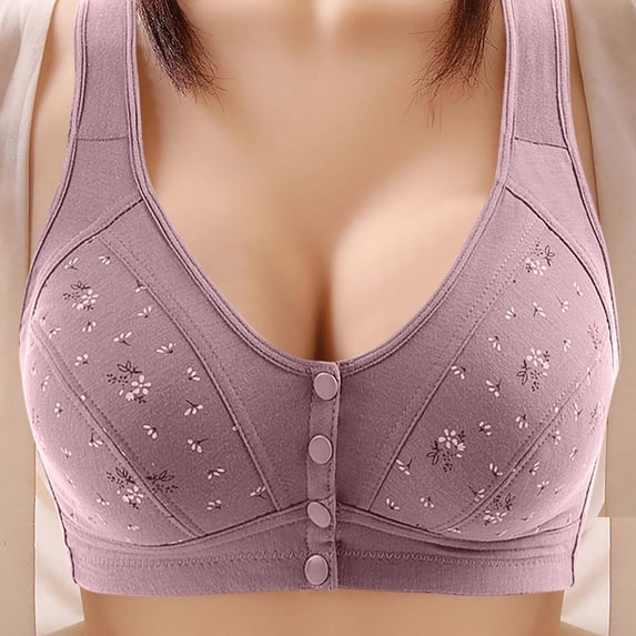 UQJfacai Bras for Older Women Full Coverage Front Closure Bra Lift Supportive No Underwire Padded Everyday Plus Size Bra