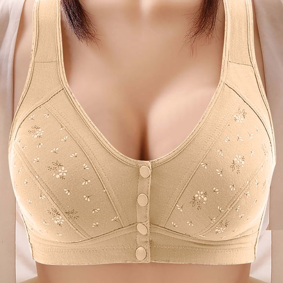 UQJfacai Bras for Older Women Full Coverage Front Closure Bra Lift Supportive No Underwire Padded Everyday Plus Size Bras
