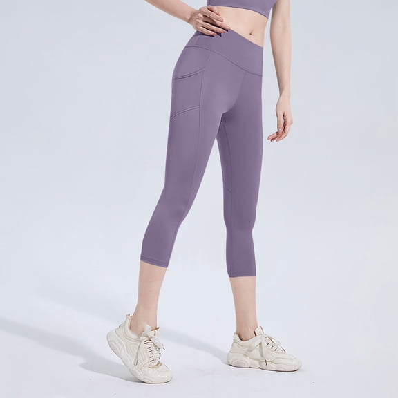 UQJfacai Capri Leggings for Women High Waisted Yoga Pants Stretch Butt Lifting Tummy Control Workout Leggings Capris S-3XL