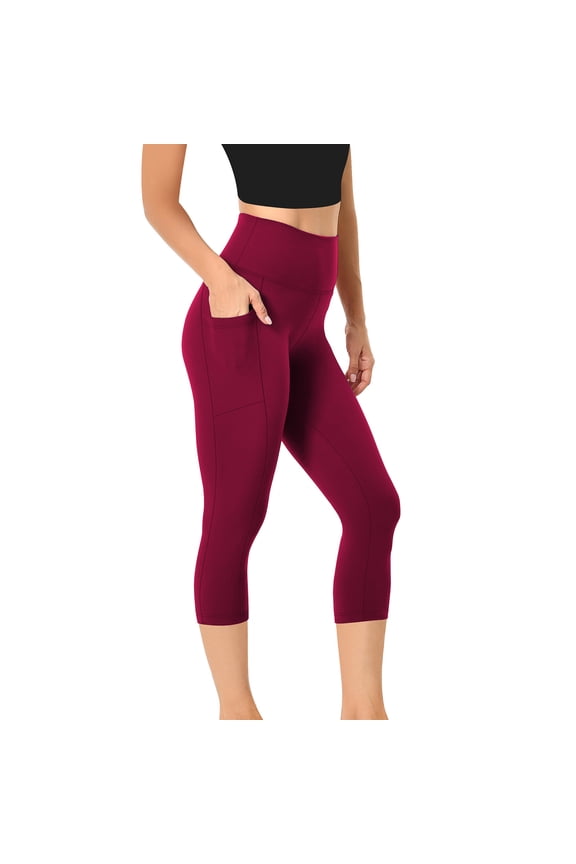 Capri Leggings with Pockets for Women High Waisted Crop Leggings Stretch Butt Lifting Tummy Control Capris Yoga Pants XS-2XL