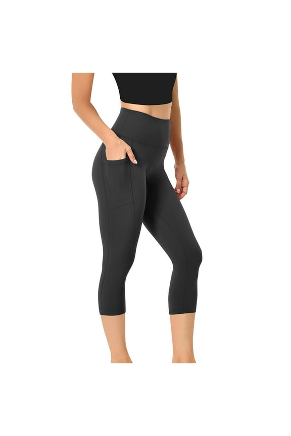 Capri Leggings with Pockets for Women High Waisted Crop Leggings Stretch Butt Lifting Tummy Control Capris Yoga Pants XS-2XL