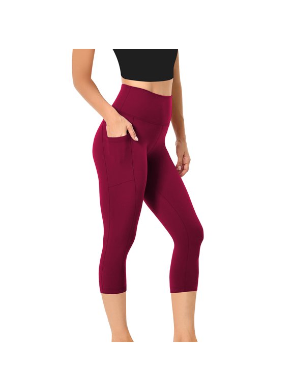 Capri Leggings with Pockets for Women High Waisted Crop Leggings Stretch Butt Lifting Tummy Control Capris Yoga Pants XS-2XL