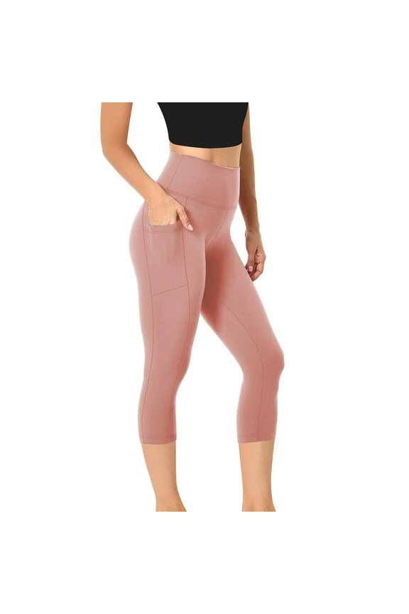 Capri Leggings with Pockets for Women High Waisted Crop Leggings Stretch Butt Lifting Tummy Control Capris Yoga Pants XS-2XL